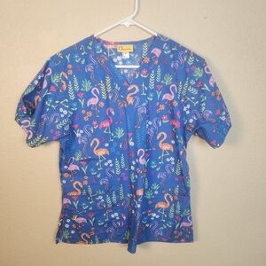 WonderWink Flamingo Floral Scrub Top Medium (5304)